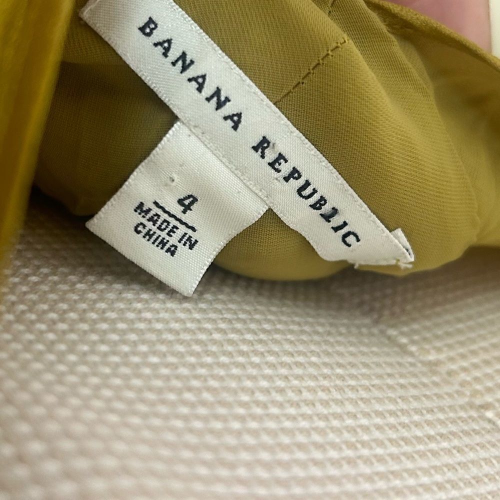 Banana Republic Satin Gold Chartreuse Hanker-chief Hem Formal Sleeveless Dress - Picture 6 of 9